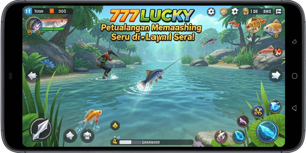Screenshot utama 777LUCKY menampilkan aksi memancing yang mendebarkan.