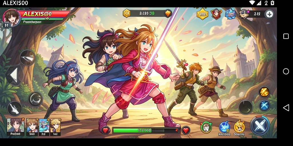Tampilan menawan dari karakter dan lingkungan dalam gameplay ALEXIS500.