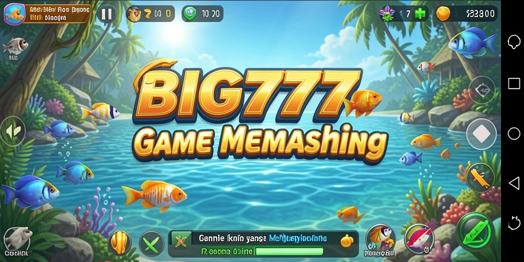 Tampilan gameplay menyenangkan dari BIG777 saat memancing ikan di laut.