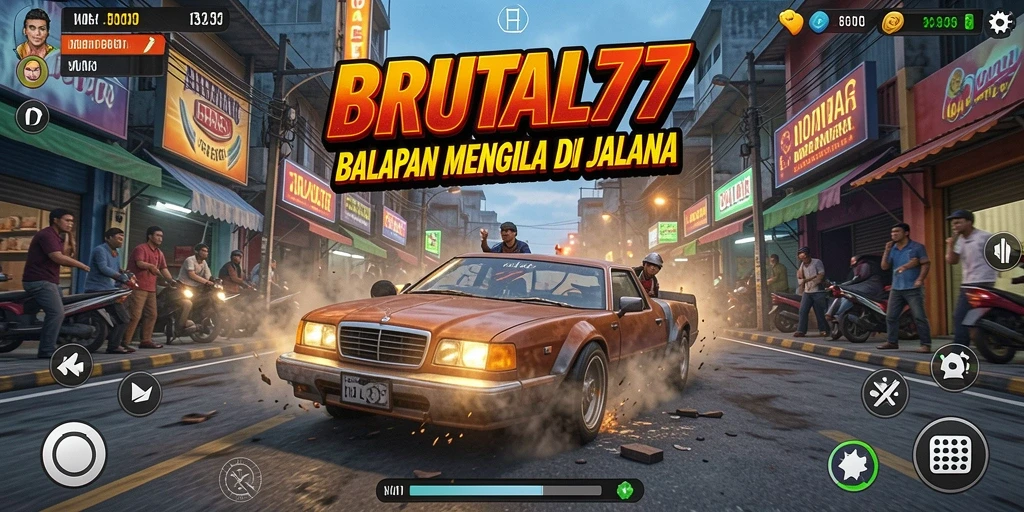 Gameplay Racing BRUTAL77 yang mendebarkan dan penuh aksi.