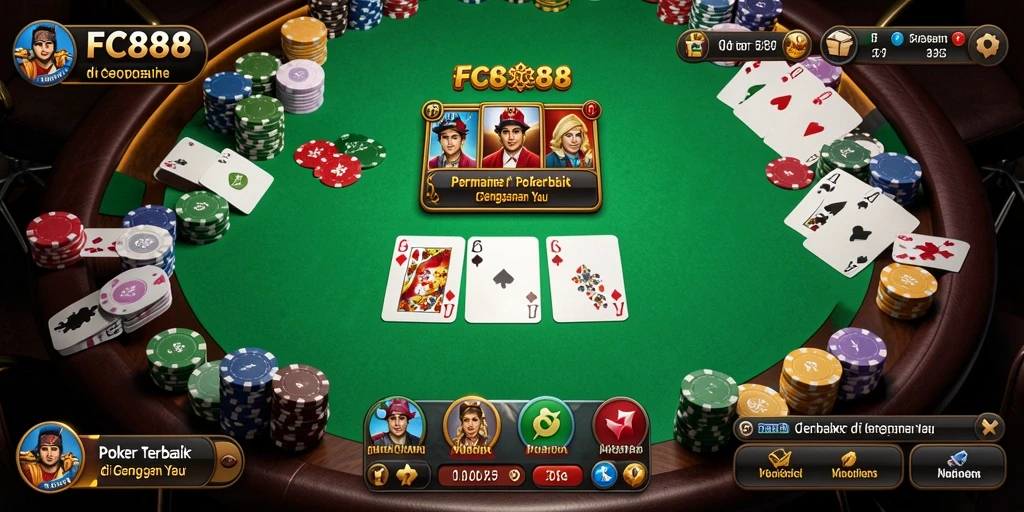 Tampilan gameplay poker yang mendebarkan di FC888.