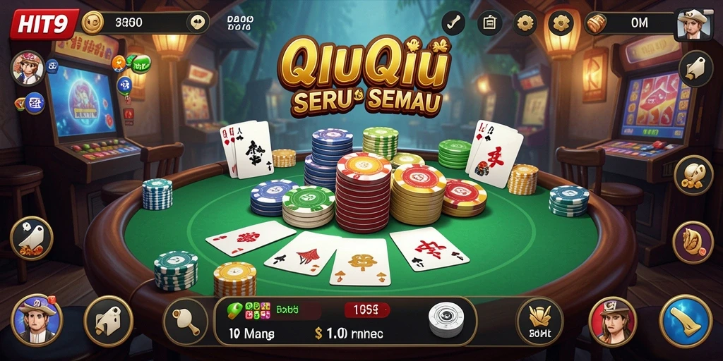 Screenshot utama HIT9 menampilkan momen seru saat bermain QiuQiu.