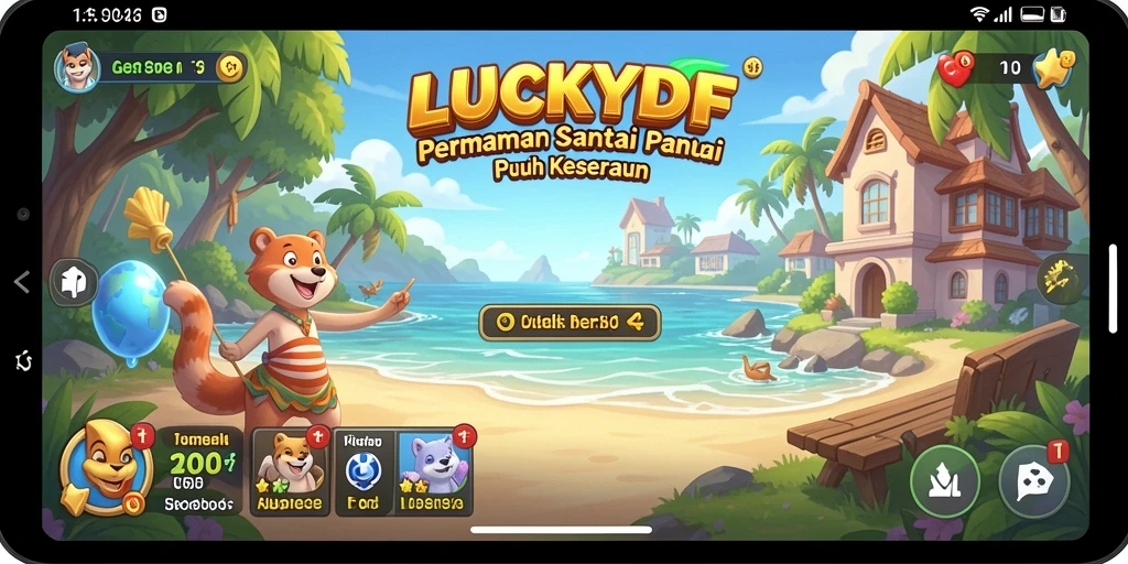 Tampilan gameplay <strong>LUCKYDF</strong> yang penuh warna dan menarik.