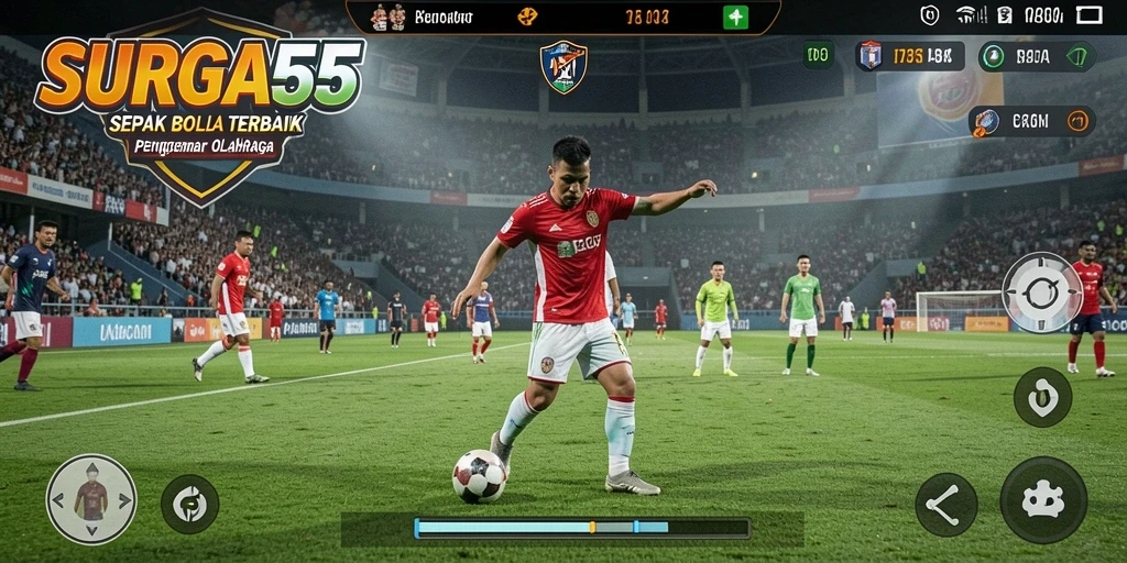 Tampilan menarik gameplay sepak bola yang mendebarkan.