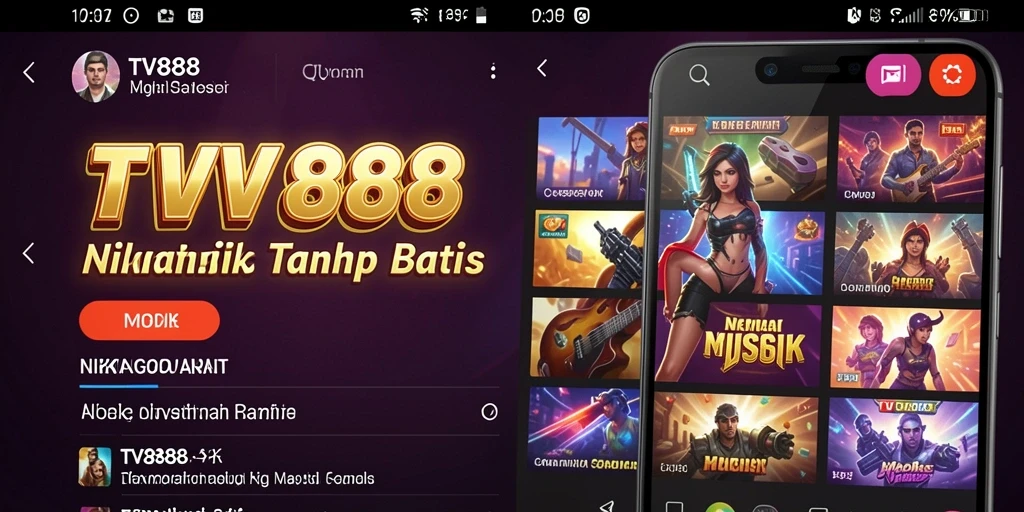 Tampilan gameplay TV888 yang menarik dengan berbagai pilihan musik.