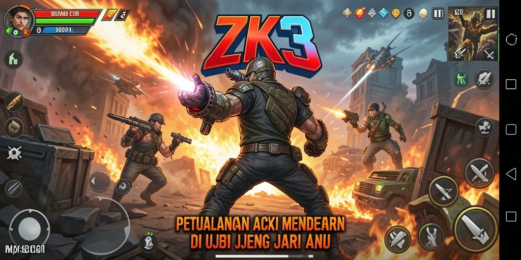 Tampilan gameplay ZK3 dengan aksi mendebarkan dan grafis menawan.